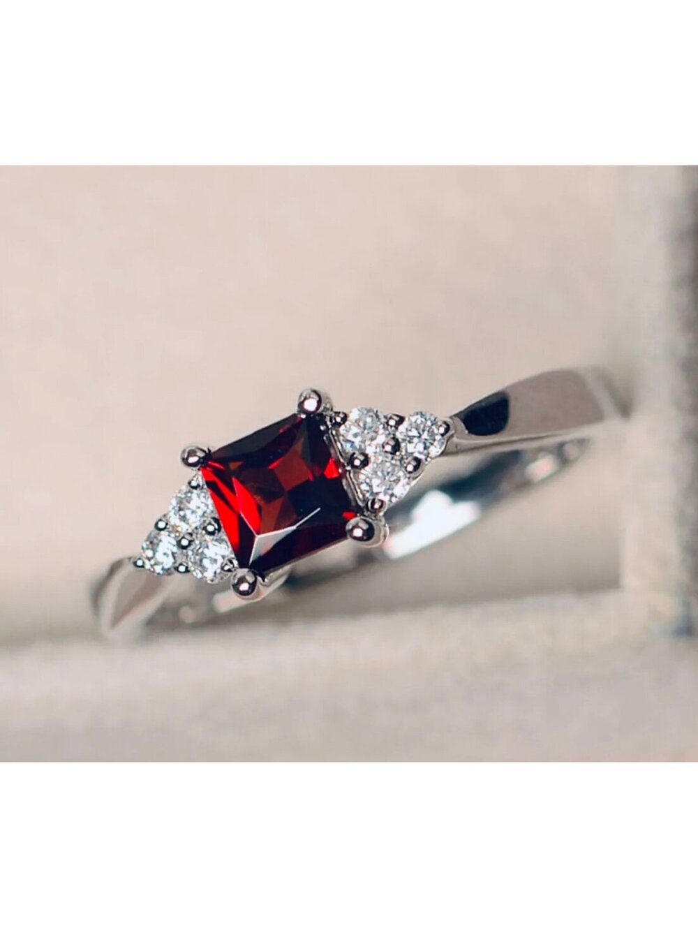New - Fashion Square Shiny Zirconia Ring - Size 7